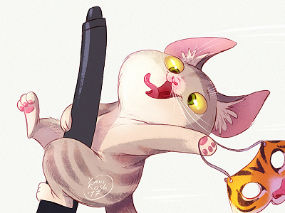 Crazy Kitten cat character character design crazy illustration kitten raster