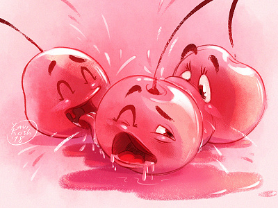 Cherry monster character character design cherry food illustration monster raster sketch