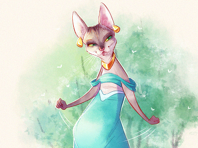 Princess Jasmine as a cat cat character character design illustration kitten princess raster