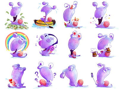 Snail Joe character character design characters snail sticker sticker design sticker pack sticker set