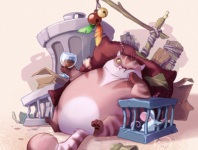 Fat Cat animal cat cg character character design illustration raster