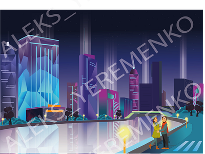 Night city graphic design illustration vector