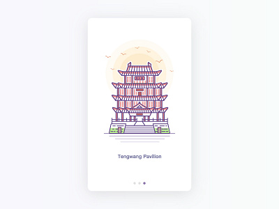 Pavilion china illustration landmarkbuilding pavilion