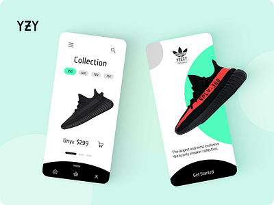 Yeezy Collection adidas figma minimalist mobile app shoe app shoes ui ui design uiux yeezy