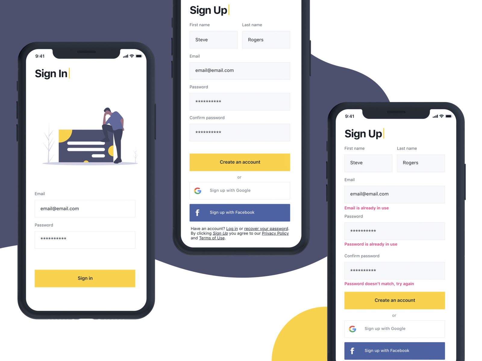 iOS App Sign Up/Sign In by Nkululeko Dube on Dribbble