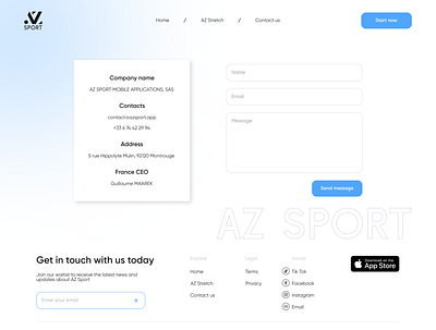 AZ Stretch info and contact page landing page ui user interface design ux website design