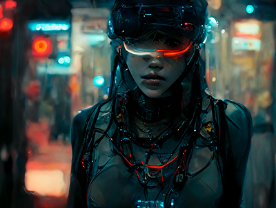 Cyborg in cyberpunk era design graphic design illustration