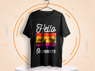 hello summer t-shirt design beach debut design first shot graphic design hello ocean sea summer summer time t shirt t shirt design typography vacation vector