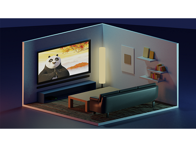 My first 3D render 3d blender blender3d graphics kung fu panda lighting render room