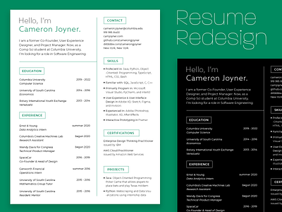 Resume Redesign Summer 2020