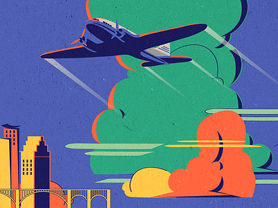 Dakota Flying over Minneapolis aircraft airport dakota game game asset grain illustration plane texture vector