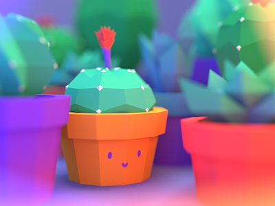 Sweet Cacti Pot 3d blender cacti cactus colorful concept flower illustration land low poly low polygon plant