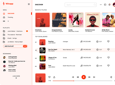 Re-design of winapp music web app app design design illustration ui uiux uiux design ux web design website