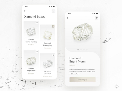 Alrosa Daymode app concept design diamonds minimal mobile ui