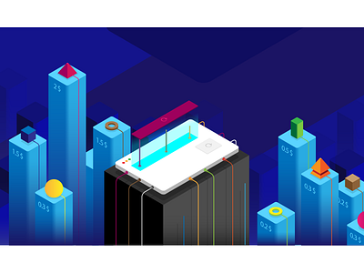 Header Bidding ads blue browser colours cubes isometric process purple