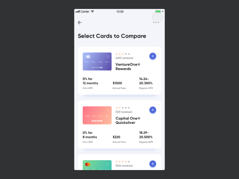 Banking Finance Interaction Design animation banking app cards color compare finance gredient info card interaction uiux