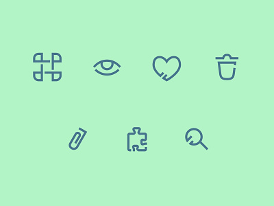 Icon Set WIP attachment clip command eye figma find iconography love outline puzzle search trash
