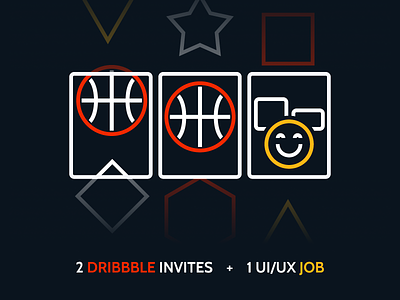 2 Dribble Invite + 1 UI/UX job Opportunity dribbble icon invites job line icon low code outsystems red slot thick ui uidesign ux web white work yellow