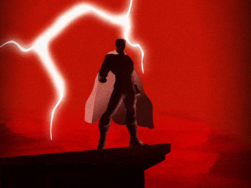 SUPER! aftereffects animation brand cape design fly framebyframe illustration movie procreate procreateapp red super superhero thunder vector