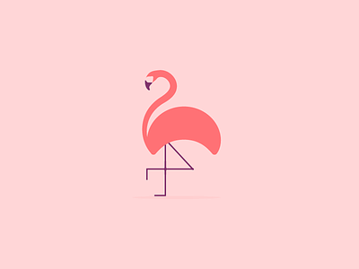 Lone Flamingo bird flamingo illustration tropical
