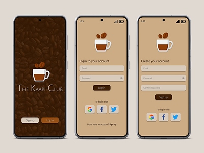 The Kaapi Club app UI app coffee figma ui