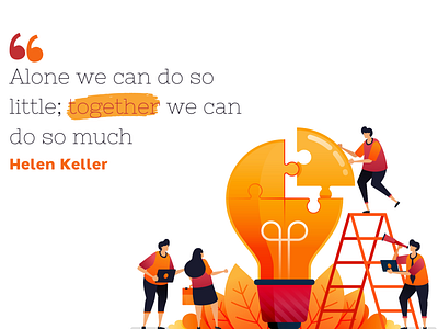 Helen Keller quote about team work canva graphic design illustration quotes