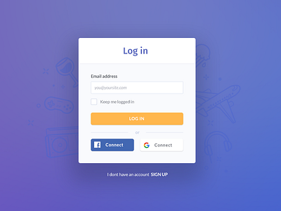 A simple login modal by Ashley Doucette on Dribbble