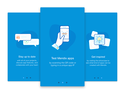 Onboarding screens for our new release of the Mendix App app illustration intro login flow mendix onboarding slides ui ux