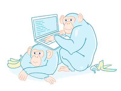 Web Modeler Maintenance Page 404 apes bananas error illustration laptop maintenance mendix monkeys unexpected web modeler