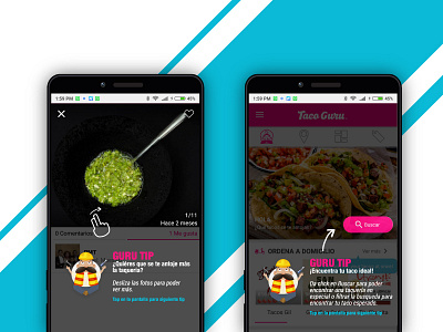 Coach Marks (Walkthrough) - Taco Guru UI App Design app branding design diseño grafico graphic design graphicdesign mobile mobile app mobile app design ui uidesign ux uxdesign