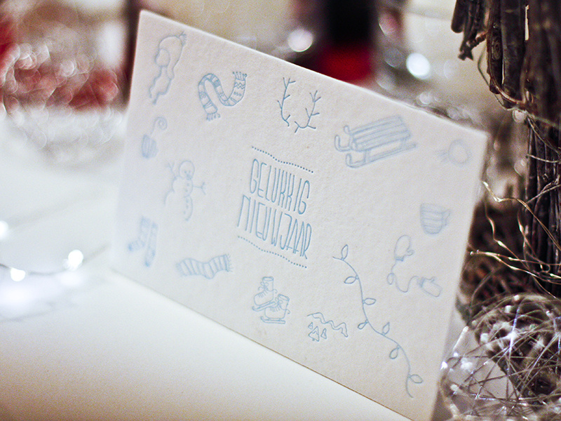 New Year card 2013 illustration holliday christmas xmas nieuwjaar new year 2013 card letterpress paper heavy paper