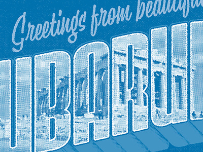 CUBARUBA drop shadow greece greetings postcard travel typography