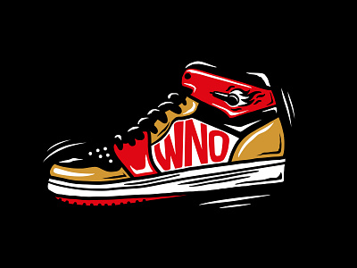 WNO Sneaker badge character design graphic icon illustration jordan madebyanalogue mtv sneaker typography vector