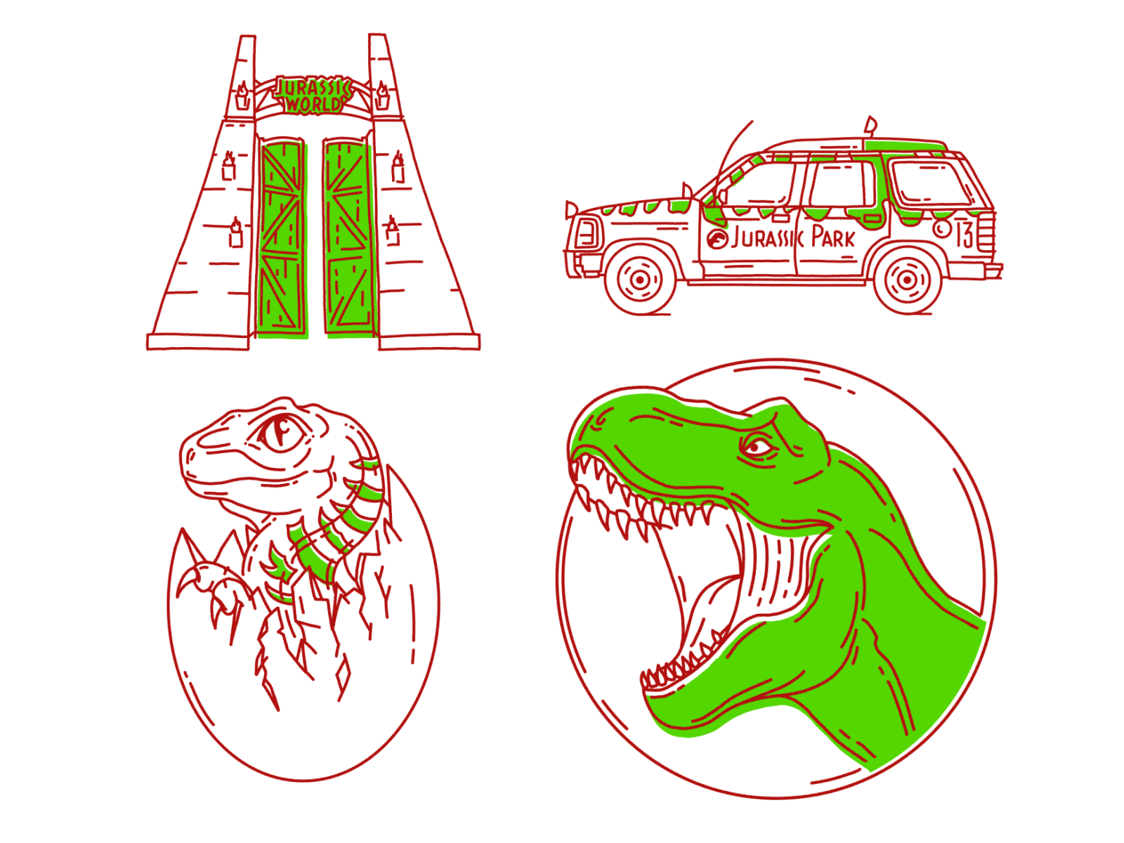 Jurassic Park 🦖 animation branding character design dinosaur graphic icon illustration jurassic park madebyanalogue motion vector