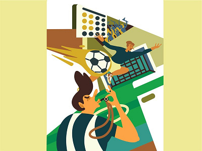 Football 2d composition dynamics football game guys illustration vector