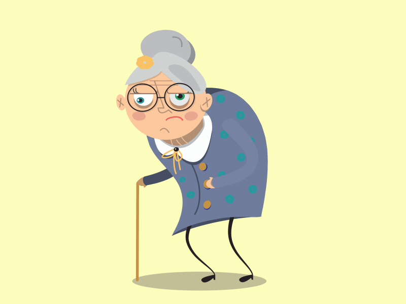 Old woman 2d age animation character design flat gif grandmother illustration old woman