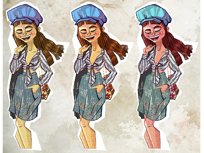 Girl 2d character cute fashion girl illustration