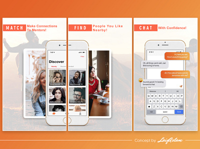Discrete Mentors Mobile App Screenshots Design app app design app screenshots branding creative design dating app design mobile app ui ui design