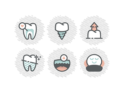 Dental icons - redux dental dentist extraction flat gentle implant monoline night guard root canal teeth tooth whitening