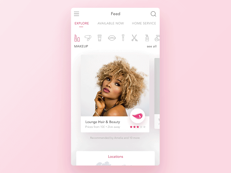 Hair Salons mobile app animation app booking cards design filter kuwait material minimal mobile navigation search