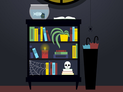 Halloween Bookcase halloween illustration spooky vector art