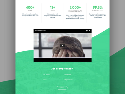 Talent Page clean form green landing page marketing page ui ux video web website