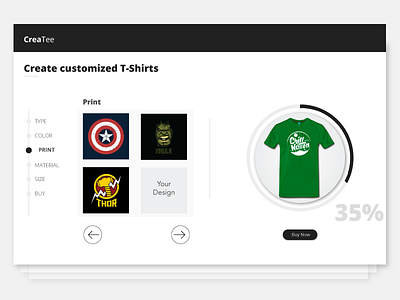 UI for customizing T-shirts daily ui dailyui dashboard design interface ui ux