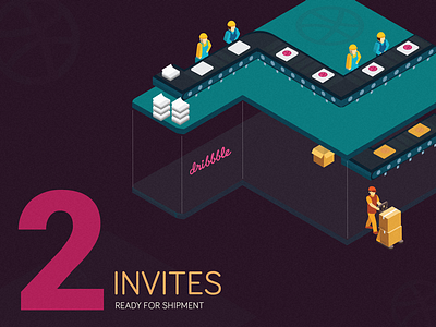Dribbble Invite 2d dribbble illustration invitation invite invites isometric production