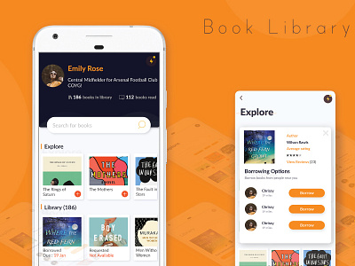 Book Library Concept App 2d android app apple books interface invite product ui ux