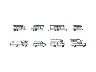 RV Icons class b class c icons illustrated icons trailer travel trailer truck camper