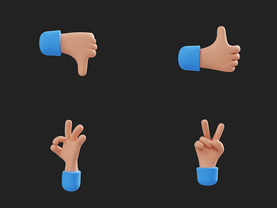 3D hand gestures icons. 3d icon blender hand gestures illustration ui