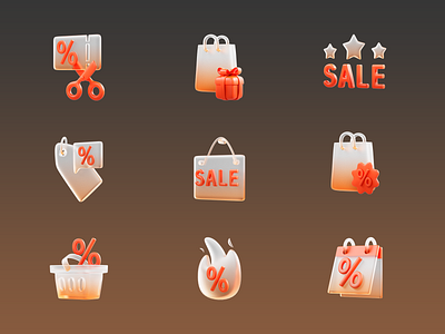 A set of promo and sale 3d icons