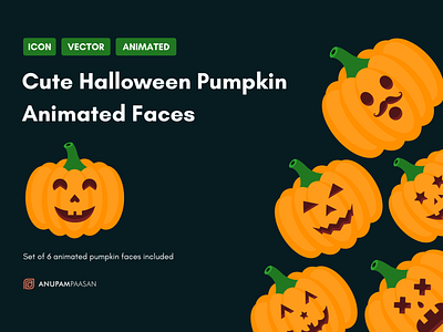🎃 6 Cute Animated Halloween Pumpkin Faces 🎃