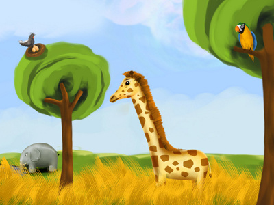 Giraffe digital art draw giraffe ipad kids story painting zoo